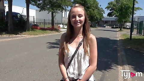 Blonde girl gets her tight pussy pounded