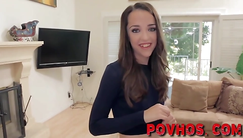 Sexy brunette hair shows her pussy